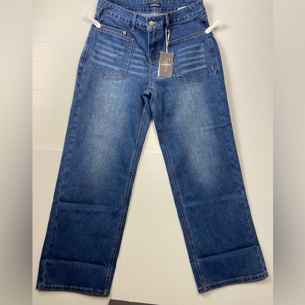 Relaxed Wide-Leg Jeans in Medium Blue
